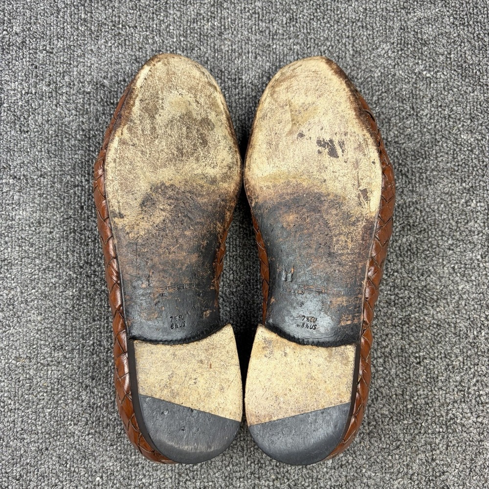 Moreschi Brown Woven Leather Loafers Mens 8.5 Handmade‎ Italian Slip On Dress - Picture 9 of 10